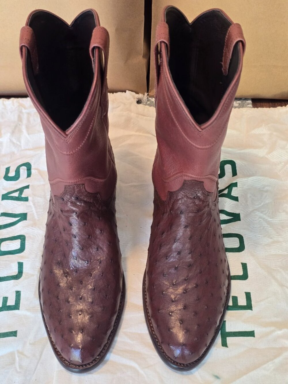 NWT Tecovas "The Earl" Hazelnut Ostrich Cowboy Boots 10.5EE